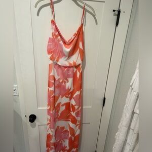 Floral Pink and Orange Maxi Dress